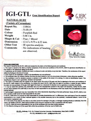 5.06/CT Natural Mozambique Ruby with Govt. Lab Certificate-(RUBY9W)